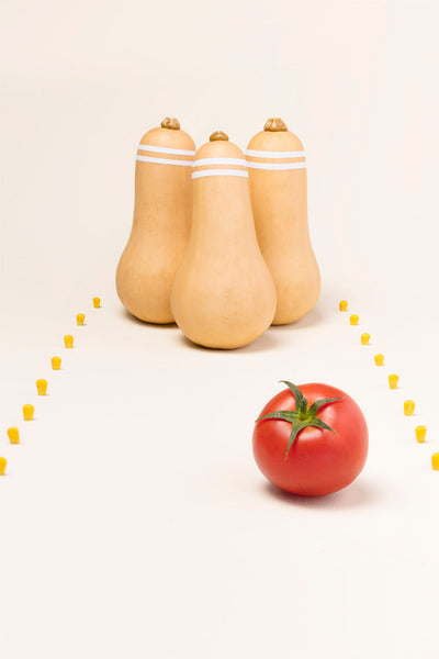 Verrine de légumes maïs, tomate et courge butternut