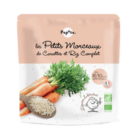 Petits morceaux Carottes & Riz complet pour bébé bio