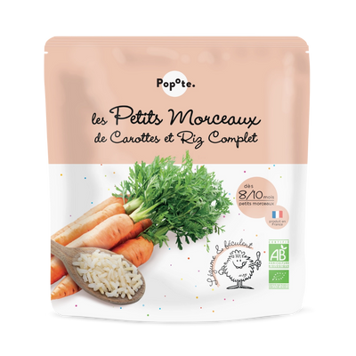 Petits morceaux Carottes & Riz complet pour bébé bio